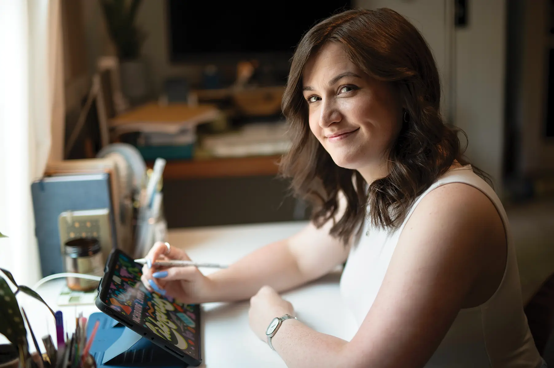 artist Elizabeth Gray in her studio