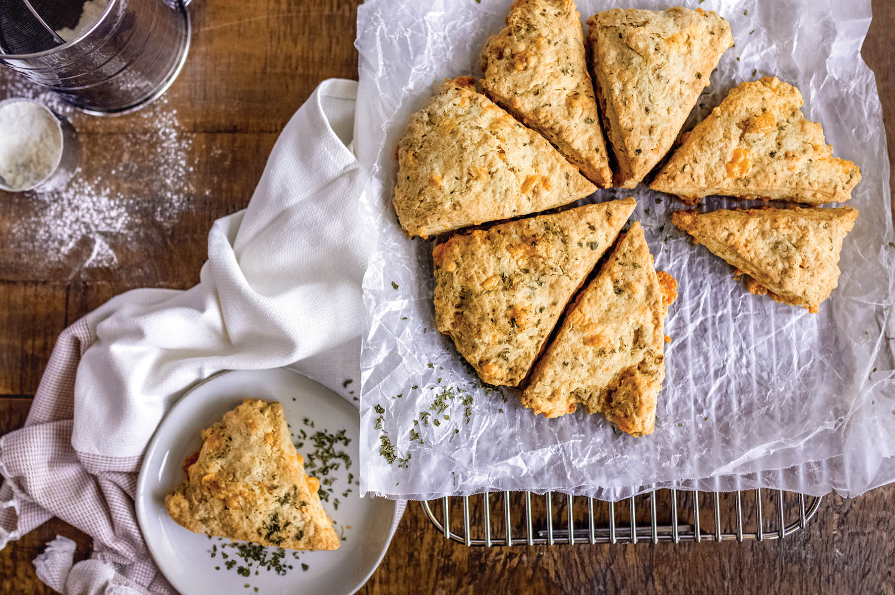 Cheddar and chive baked biscuits